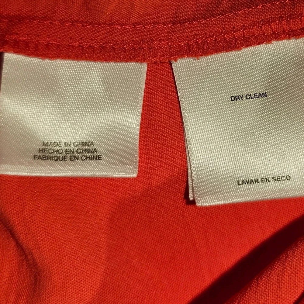 Anne Klein Coral Pink Sleeveless Split Neck Drawstring Waist Midi Dress 16 NEW - Picture 12 of 12